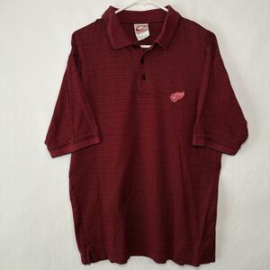Vintage Detroit Red Wings Cadre Athletic Polo Shirt Men Size Medium Short Sleeve